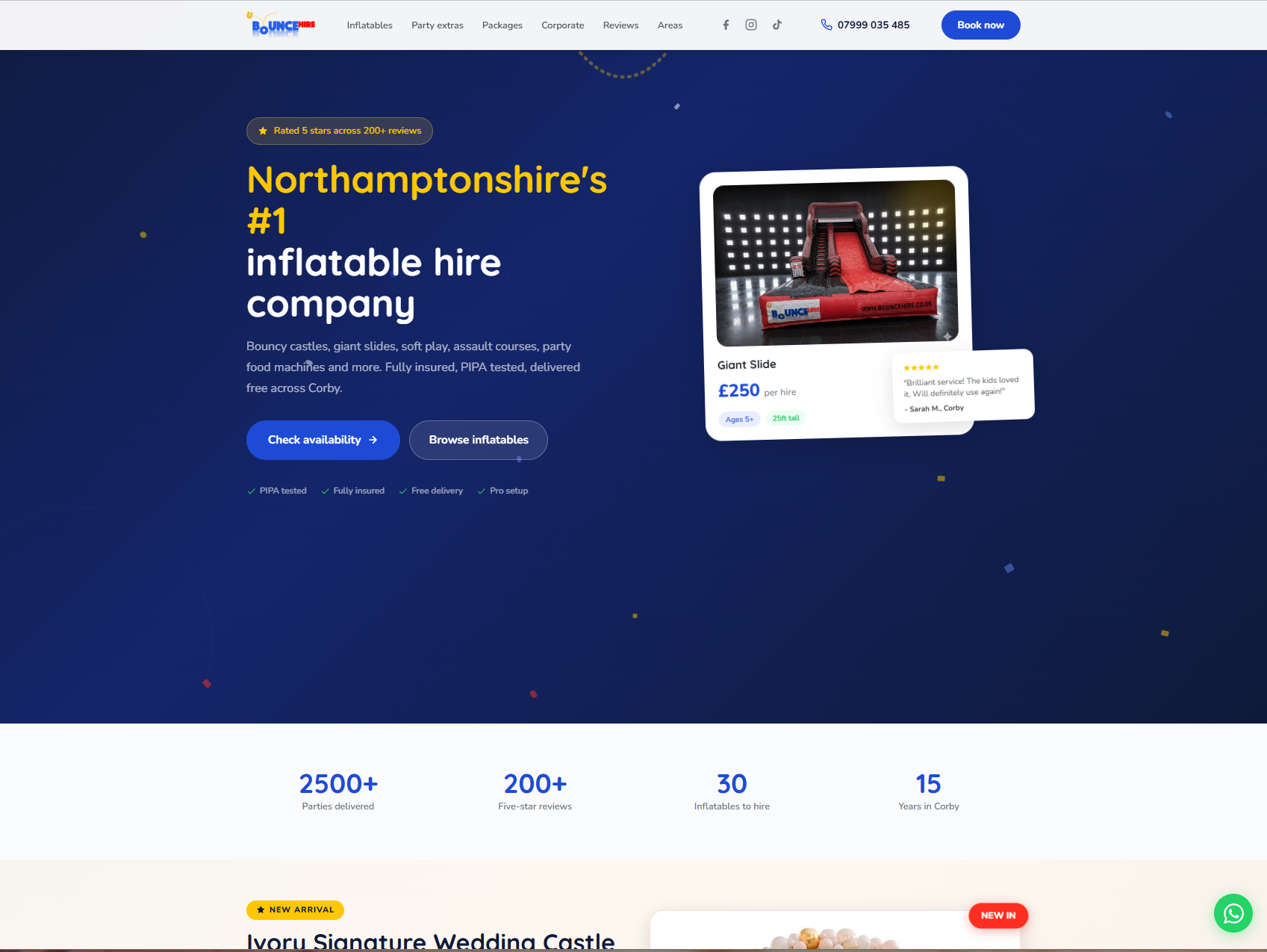 U Bounce Hire website screenshot